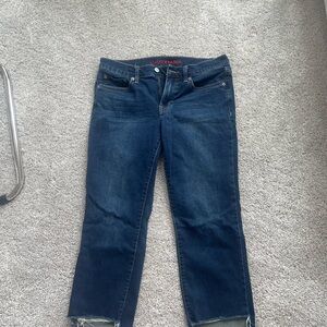 Lucky Brand Blue Ankle Cropped Jeans with Frayed Hem